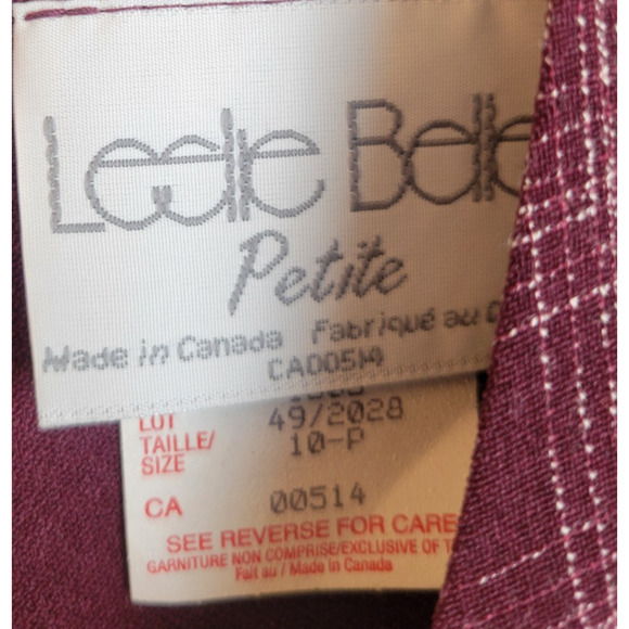 NWT VTG Leslie Belle Pleated Midi Dress Women's Size 10P Purple Plaid Tie Back - Picture 2 of 12